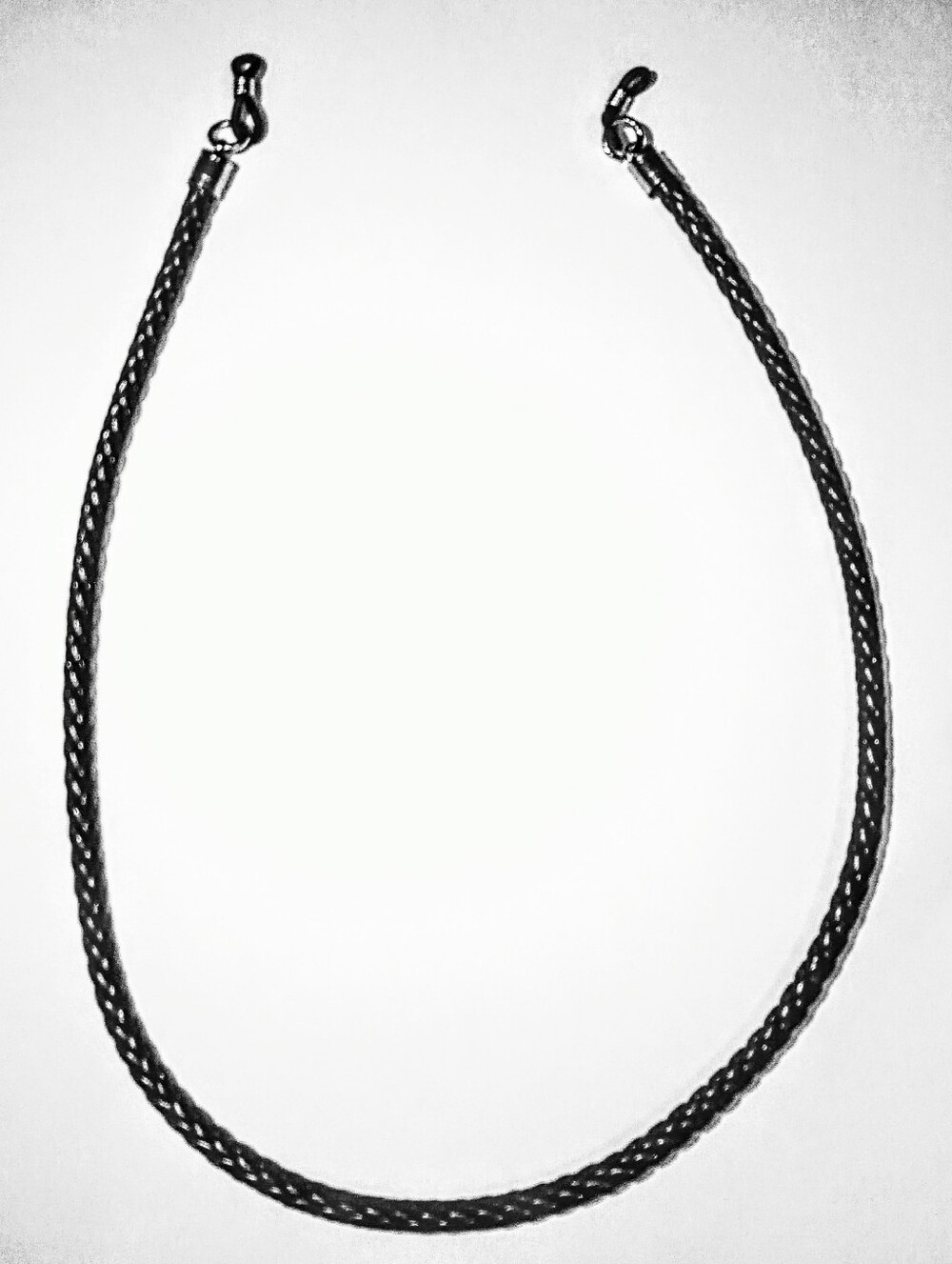 22" Black Genuine Braided Leather Eyeglass Holder Cord